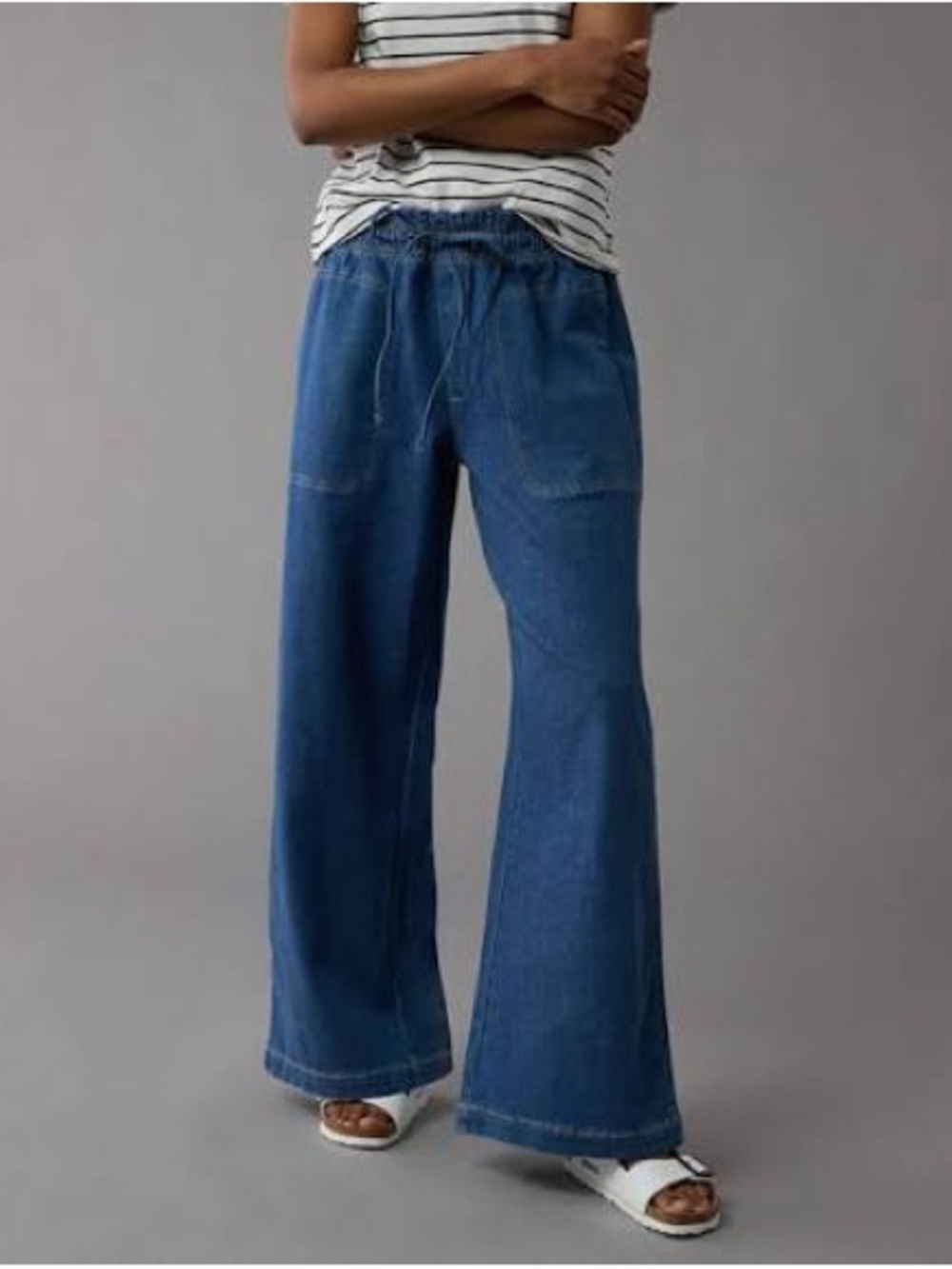 AE Dreamy Drape Linen Blend Pull On Pant